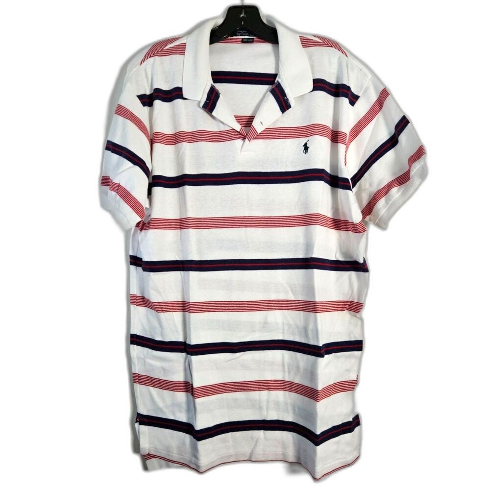 POLO RALPH LAUREN Red White Blue Striped 100% Cotton Shirt XL